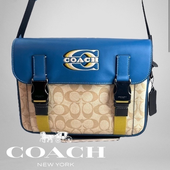 COACH Track Crossbody Bag In Colorblock Signature Canvas With Coach Stamp - Picture 2 of 14